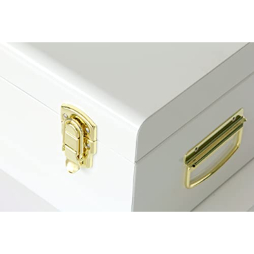 Vixdonos Metal Trunk Decorative Storage Box Set (White)