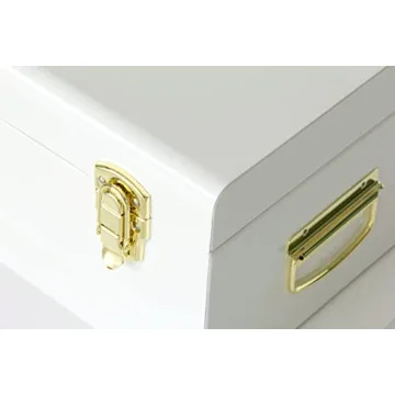 Vixdonos Metal Trunk Decorative Storage Box Set (White)