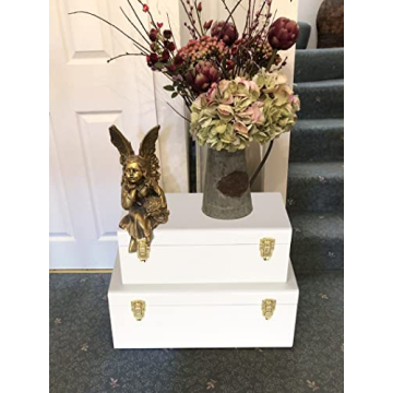 Vixdonos Metal Trunk Decorative Storage Box Set (White)