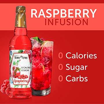 Jordan's Skinny Mixes Sugar Free Syrup, Raspberry Flavor, Fruit Flavored Water Enhancer, Drink Mix for Ice Tea, Lemonade & More, Zero Calorie Flavoring, Keto Friendly, 25.4 Fl Oz, 1 Pack