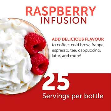 Jordan's Skinny Mixes Sugar Free Syrup, Raspberry Flavor, Fruit Flavored Water Enhancer, Drink Mix for Ice Tea, Lemonade & More, Zero Calorie Flavoring, Keto Friendly, 25.4 Fl Oz, 1 Pack