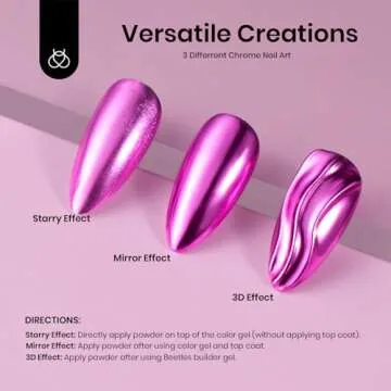 Beetles Gel Chrome Powder Kit - 8 Colors Perfect for Nail Art