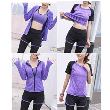 XPINYT 5pcs Workout Outfits for Women Athletic Sets Sport Suits Yoga Gym Fitness Exercise Clothes Jo...