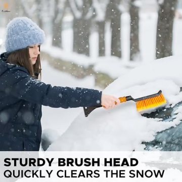 EcoNour 17" Snow Brush & Ice Scraper for Car Windshield | Automotive Snow Brush with Ergonomic Foam Grip | Heavy-Duty Winter Car Accessories | Ideal for Effortless Snow Removal in Cars