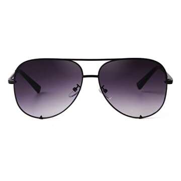 ADE WU Retro Oversized Aviator Sunglasses for Women Vintage Black Aviator Sunglasses for Women Woman Ladies Non Polarized Sunglasses