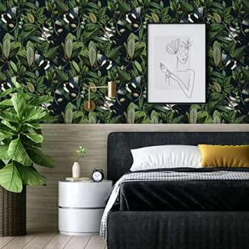 VEELIKE Tropical Leaves Peel and Stick Wallpaper for Rooms