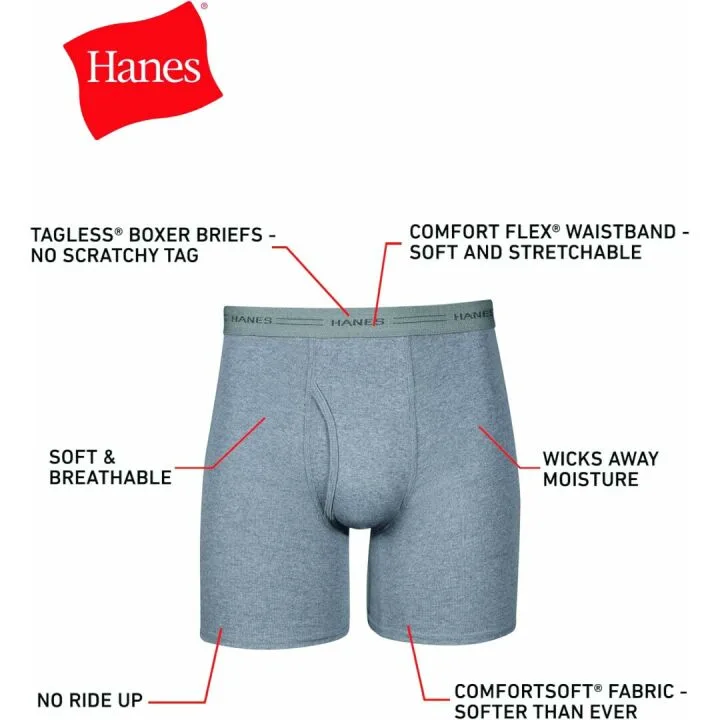 Hanes Men's Boxer Briefs - Soft Cotton ComfortFlex