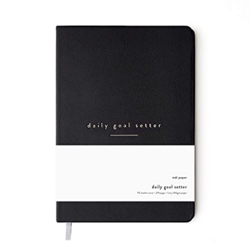 Mal Paper Daily Goal Setter Planner - Black, 6 Month 274 Page Undated Pad | Soft Cover Productivity ...