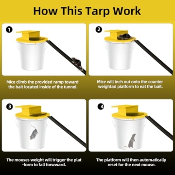 Mouse Trap Bucket - Multi-Catch, Auto-Reset, Humane Rat Trap Compatible with 5 Gallon Bucket - 4pc