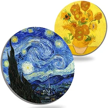 Coasters for Drinks Van Gogh Art Ceramic Coasters - Use 2 Famous Van Gogh Paintings, Unique Housewar...