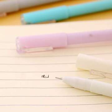 Pretty Candy Color Pen Black Ink Gel Nice Cute Ballpoint Rollerball Pens Roller Ball Fine Porous Point Writing Stationery School Office Supply Bullet Journal Ballpen, 12Pcs Set Arkin