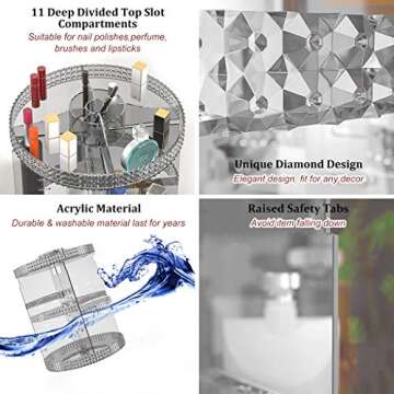 Awenia Makeup Organizer 360-Degree Rotating, Adjustable Makeup Storage, 7 Layers Large Capacity Cosmetic Storage Unit, Fits Different Types of Cosmetics and Accessories, Plus Size (Gray)