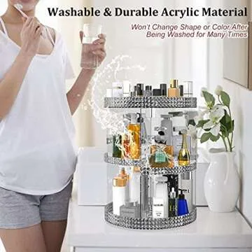 Awenia Makeup Organizer 360-Degree Rotating, Adjustable Makeup Storage, 7 Layers Large Capacity Cosmetic Storage Unit, Fits Different Types of Cosmetics and Accessories, Plus Size (Gray)