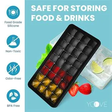 Ice Cube Tray With Lid & Bin | BPA Free Silicone Ice Cube Tray With Lid, Container & Scoop | Stackable 36 Nugget Ice Tray for Freezer With Easy Release | Large Ice Mold Maker for Cocktails & Whisky