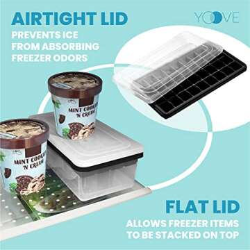 Ice Cube Tray With Lid & Bin | BPA Free Silicone Ice Cube Tray With Lid, Container & Scoop | Stackable 36 Nugget Ice Tray for Freezer With Easy Release | Large Ice Mold Maker for Cocktails & Whisky