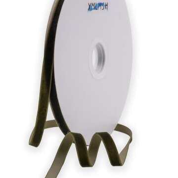 XMLMSH Olive Green Velvet Ribbon 3/8 Inch Moss Single Face Nylon for Gift Wrapping, Hair Bows, Choke...