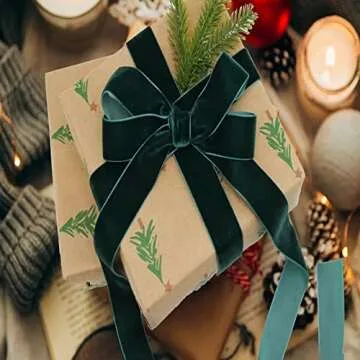 XMLMSH Olive Green Velvet Ribbon 3/8 Inch Moss Single Face Nylon for Gift Wrapping, Hair Bows, Choker, Wedding Decorations, Cafts, Bouquet - 25 Yards