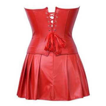 Elegant Faux Leather Corset Dress Set for Women