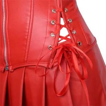 Elegant Faux Leather Corset Dress Set for Women