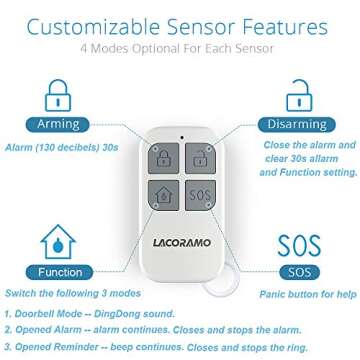 LACORAMO 130db Wireless Alarm Chime for Home Security