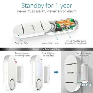 LACORAMO 130db Wireless Alarm Chime for Home Security