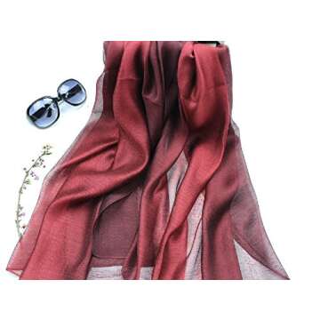 SNUG STAR Cotton Silk Scarf Elegant Soft Wraps Color Shade Scarves for Women (Wine red)