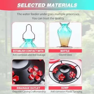 Stunning Leak-Proof Glass Hummingbird Feeder 25Oz