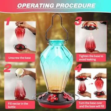Stunning Leak-Proof Glass Hummingbird Feeder 25Oz