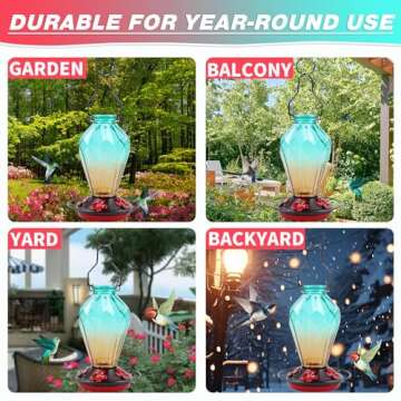 Stunning Leak-Proof Glass Hummingbird Feeder 25Oz