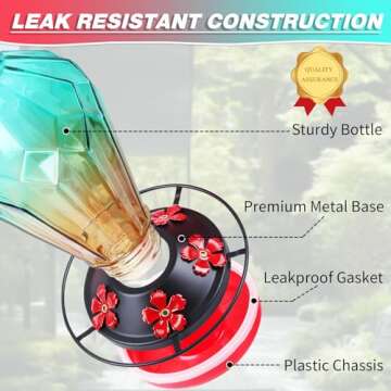 Stunning Leak-Proof Glass Hummingbird Feeder 25Oz