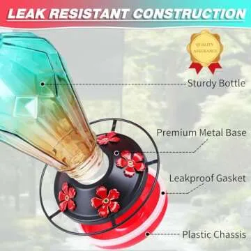 Stunning Leak-Proof Glass Hummingbird Feeder 25Oz