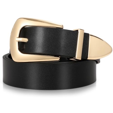 SUOSDEY Women's Vintage Western Belt - Stylish Faux Leather with Gold Buckle