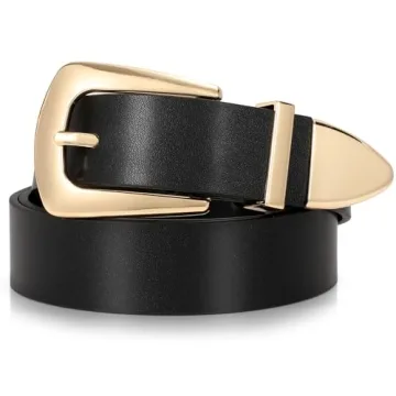 SUOSDEY Women's Vintage Western Belt - Stylish Faux Leather with Gold Buckle