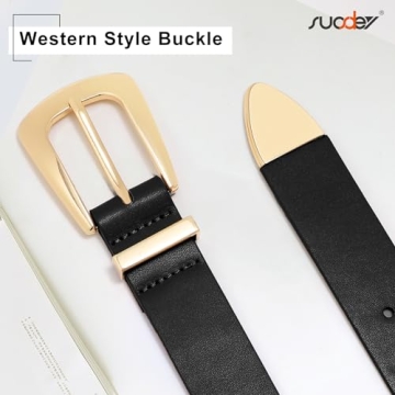 SUOSDEY Women's Vintage Western Belt Faux Leather Gold Buckle