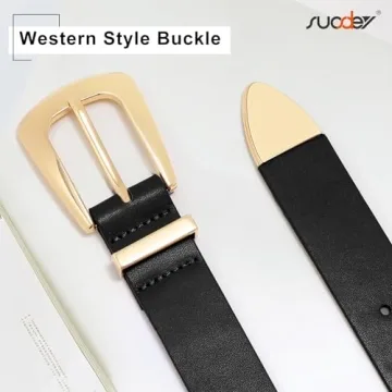 SUOSDEY Women's Vintage Western Belt Faux Leather Gold Buckle