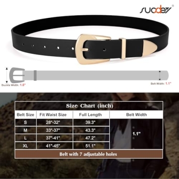 SUOSDEY Women's Vintage Western Belt Faux Leather Gold Buckle