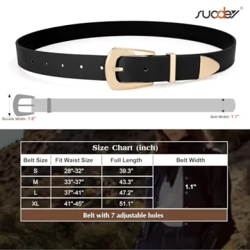 SUOSDEY Women's Vintage Western Belt Faux Leather Gold Buckle