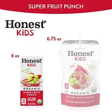 Honest Kids Super Fruit Punch, Organic Juice Drink, 6 Fl oz Juice Boxes, 6 Fl Oz (Pack of 40)