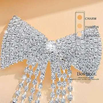 Fdesigner Crystal Bowknot Hair Clips with Silver Rhinestone Bows for Wedding Bride, Party Prom Gift (Clips-Dainty)