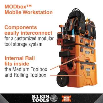 Klein Tools 54818MB MODbox Internal Rail Accessory, Modular Tool Storage System Internal Mount Provides Secure Storage of Rail Accessories