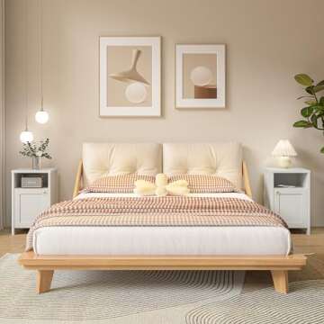 furtble Nightstands Set of 2, Modern Bedside Table, Sofa End Table with Storage Shelf, Narrow Nightstand, Wooden Bedside Furniture for Bedroom, White