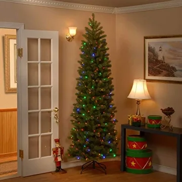 Elegant Slim Pre-Lit Christmas Tree with Multi-Color Lights