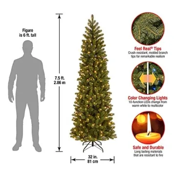 Elegant Slim Pre-Lit Christmas Tree with Multi-Color Lights