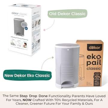 Diaper Dekor Classic Hands-Free Diaper Pail | Gray | Easiest to Use | Just Step – Drop – Done | ...