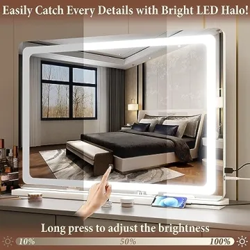 FENNIO Vanity Mirror with Lights 32x22 for Ultimate Makeup Routine