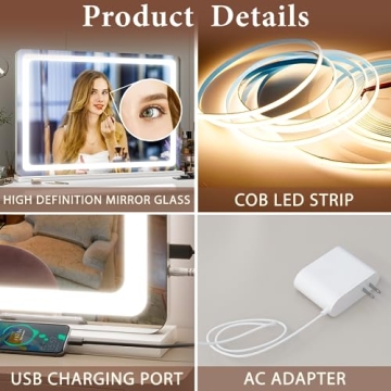 FENNIO Vanity Mirror with Lights 32x22 for Ultimate Makeup Routine