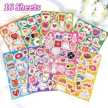 320PCS Valentines Stickers - Shiny Happy Stickers for Kids Crafts, Parties, and Gifts
