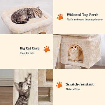 Cat Tree for Large Cats and Kittens – Beige