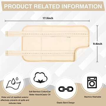 TORPNIA Castor Oil Pack, Adjustable Reusable Castor Oil Pack Wrap for Liver Detox, Castor Oil Pack Wrap for Stomach Less Mess, Elastic Strap Bamboo Cotton Machine Washable Anti Oil Leak
