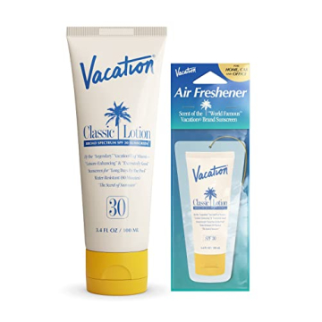 Vacation Classic Sunscreen Lotion SPF 30 + Air Freshener Bundle, Water Resistant Broad Spectrum Suns...